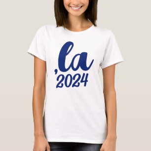 ,la  Kamala comma pronounce 2024 blue text T-Shirt