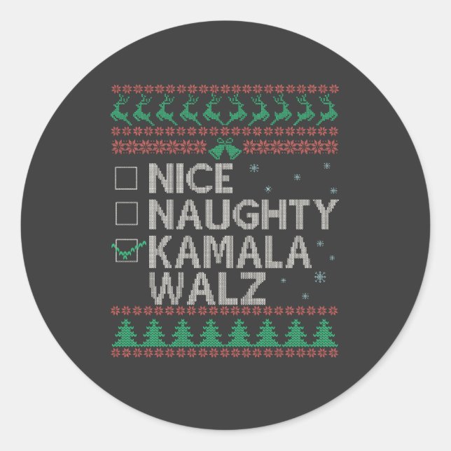 La Kamala Harris Ugly Christmas Sweater Election Classic Round Sticker (Front)