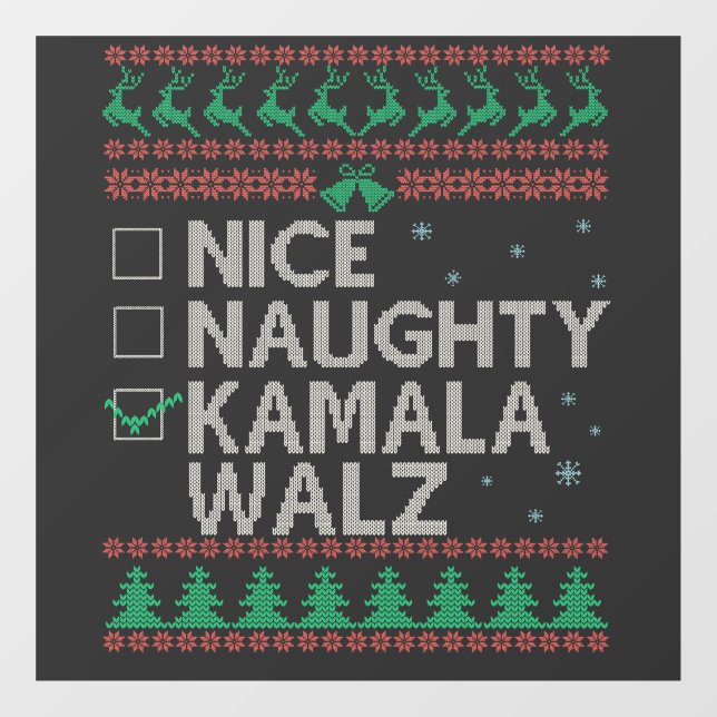 La Kamala Harris Ugly Christmas Sweater Election Window Cling (Sheet)