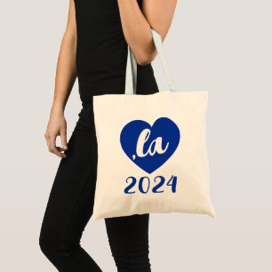 ,la KAMALA heart 2024 blue script text Tote Bag