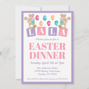 La La Easter Bunny Easter Dinner Invitation