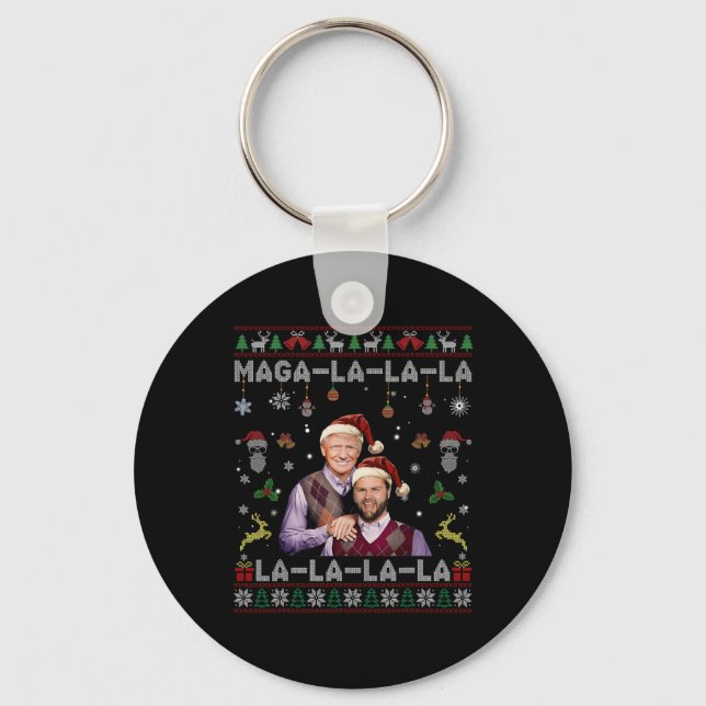La La La Donald Trump Potus 47 Ugly Christmas Swea Keychain (Front)