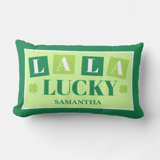 La La Lucky St. Patrick’s Day Lumbar Pillow (Front)