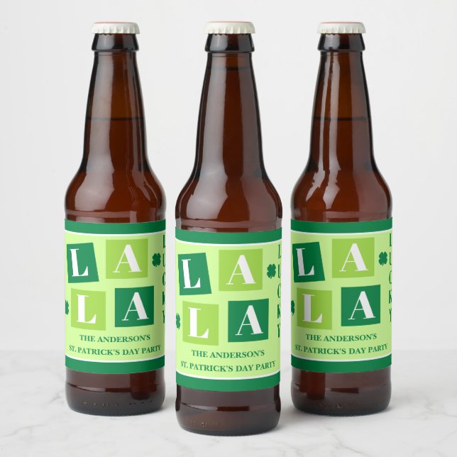 La La Lucky St. Patrick’s Day Party Beer Bottle Label (Bottles)