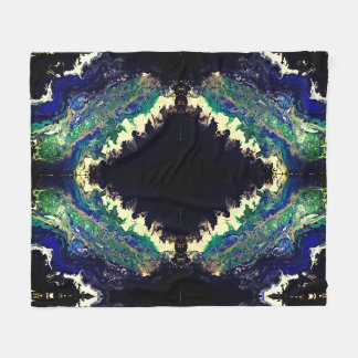 La Laguna painting black blue teal white Fleece Blanket