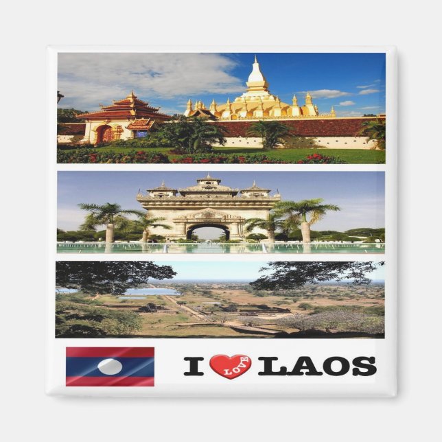 LA - Laos -  I Love - Collage Magnet (Front)