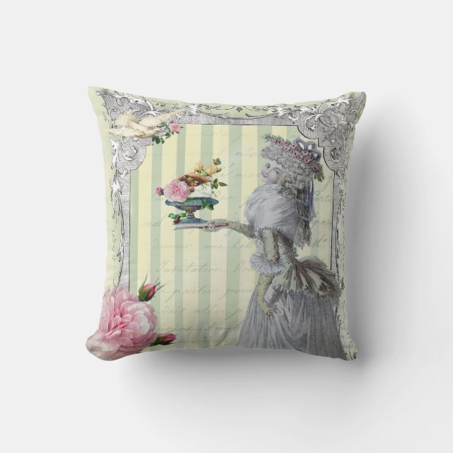 La Lettre D’amour Throw Pillow (Front)