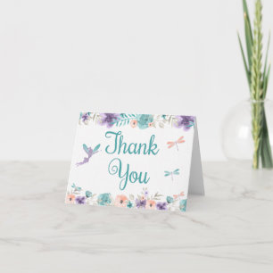 La libellule féerique florale remercient la carte