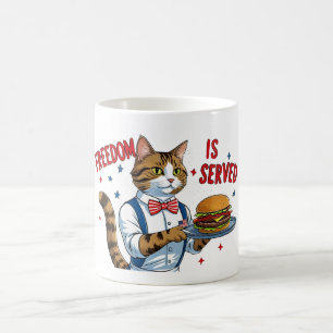 La liberté est servie - Drôle chat Waiter Mug
