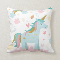 La licorne croient dans le coussin magique de