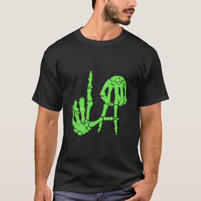 La Los Angeles Hand Sign Skeleton Hands Bones Hall T-Shirt (Front)