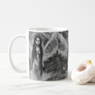 La Luna Dark Angel Fairy Goth Woman Original Art Coffee Mug