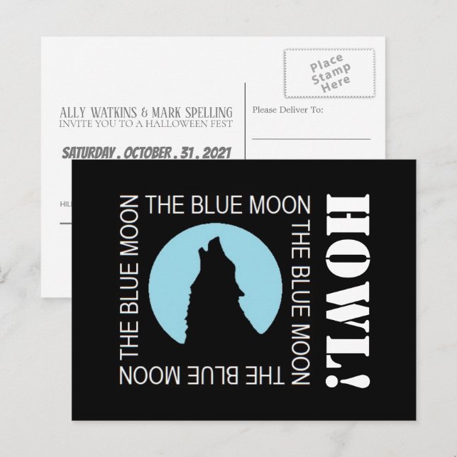 La Lune Bleue, Invitation de la fête d'Halloween (Devant / Derrière)