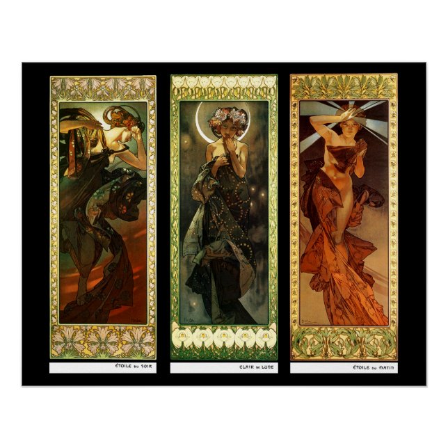 La lune et les étoiles by Alphonse Mucha Poster (Front)