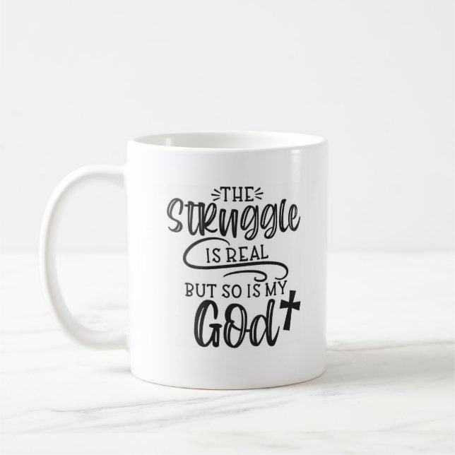La Lutte Est Une Véritable Citation Chrétienne Mug (Gauche)