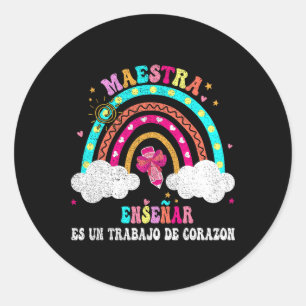 La Maestra Bilingual Spanish Teacher For Women Und Classic Round Sticker