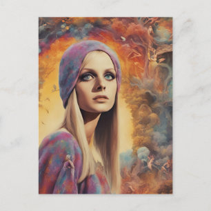 La magnifique carte postale Retro Lady Painting