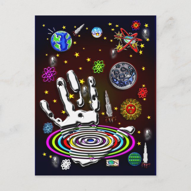 La main de l'humanité dans l'espace Carte postale (Devant)