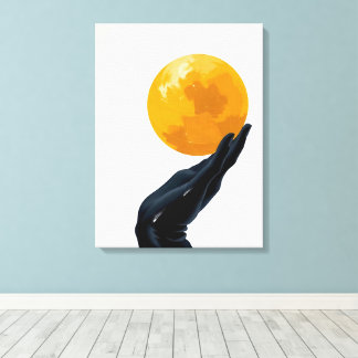 La main noir qui porte le monde en couleur canvas print
