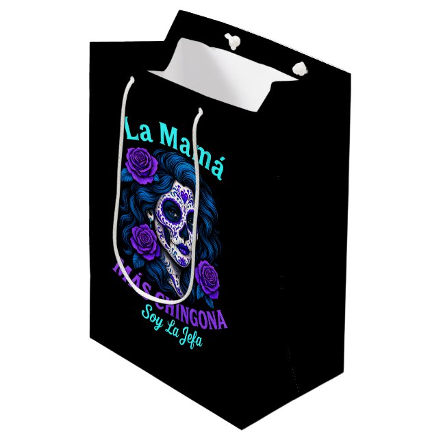 La Mamá Más Chingona Funny Spanish Mom Medium Gift Bag (Front Angled)