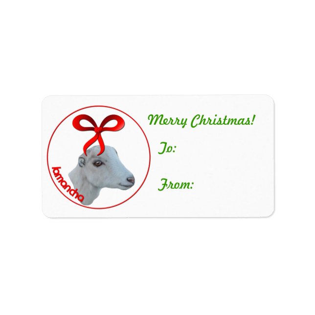La Mancha Goat Christmas Gift Tag Sticker (Front)