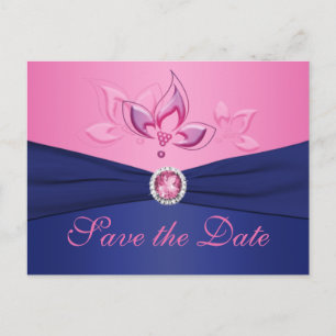La marine et la flore rose sauvez la date Carte po