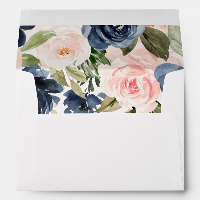 La marine et rougissent enveloppe rayée florale (Dos (Bas))