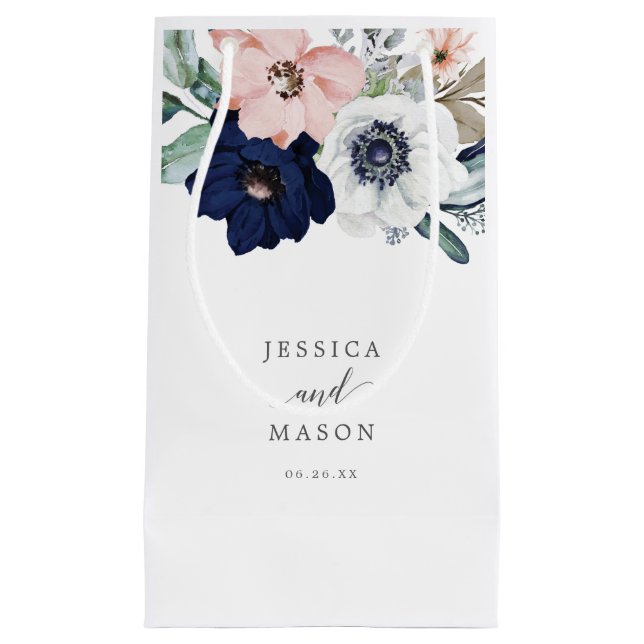 La marine fleurit sac de cadeau de mariage d'hôtel (Devant)