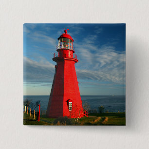 La Martre Lighthouse Matane On The Gaspe 2 Inch Square Button