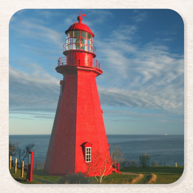 La Martre Lighthouse | Matane On The Gaspe Square Paper Coaster (Front)