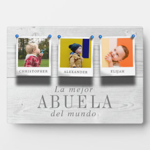 La mejor abuela del mundo  3 Photo Collage Wood Plaque