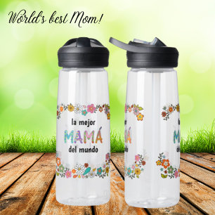 La mejor Mamá del mundo Fun Whimsy Letters Water Bottle