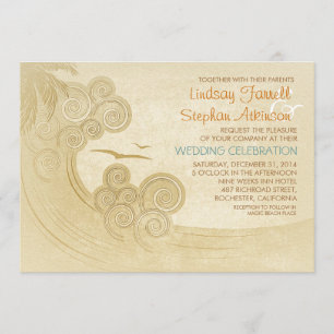 La mer ondule des invitations de mariage de plage