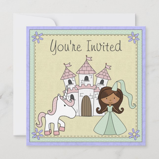 La mignonne princesse et la licorne Invitation d'a (Devant)