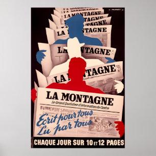 LA Montagna Vintage Newspaper Poster