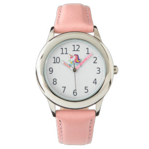 La montre-bracelet de la fille rose nommée faite
