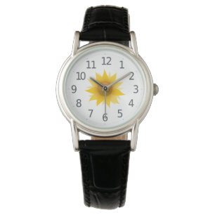 La montre des femmes florales de tournesol jaune