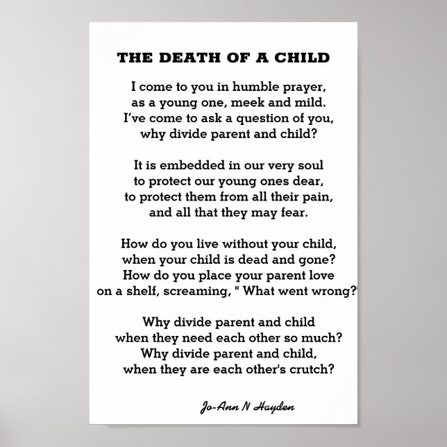 LA MORT D'UN ENFANT Affiche (Devant)