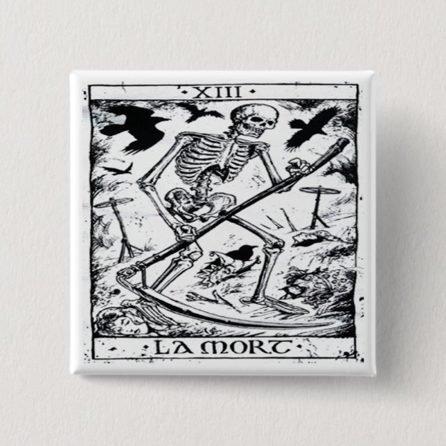 La Mort Tarot Card 2 Inch Square Button (Front)