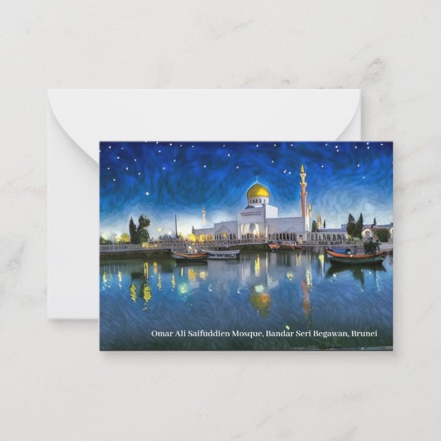 La mosquée de Brunei sur une carte de l'Aïd Moubar (Devant)