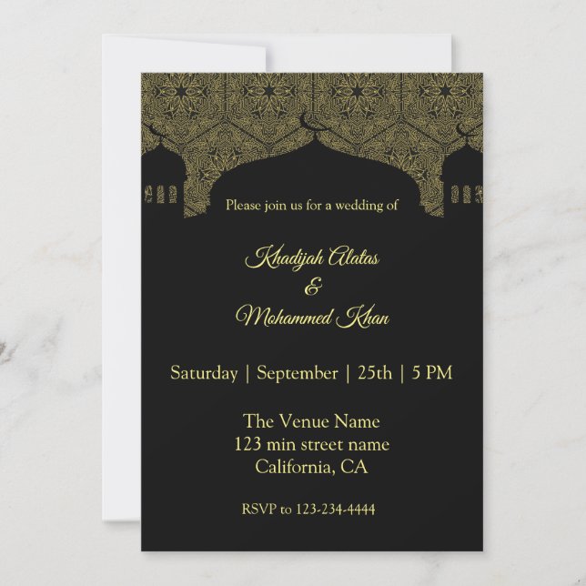 La Mosquée Sur Le Faire-part de mariage De Damas (Devant)