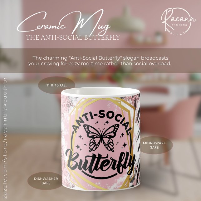 La Mug en céramique anti-papillon social (Créateur téléchargé)