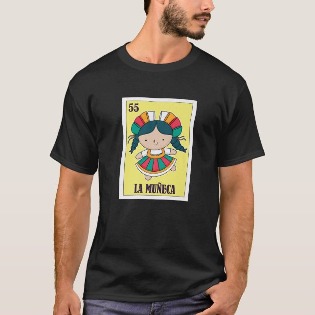 La Muñeca Mexican Lottery, Doll Mexican Bingo Card T-Shirt (Front)