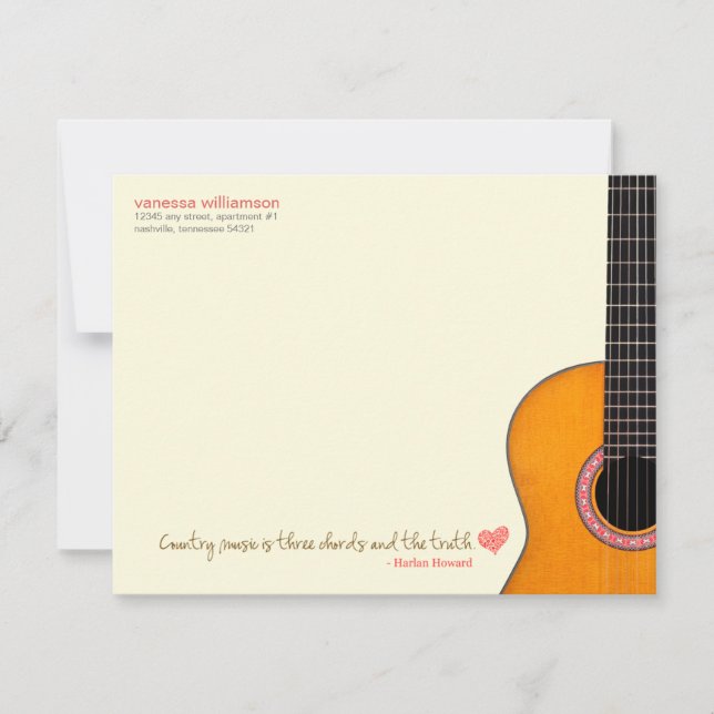 La "musique country est des cartes de note de (Devant)