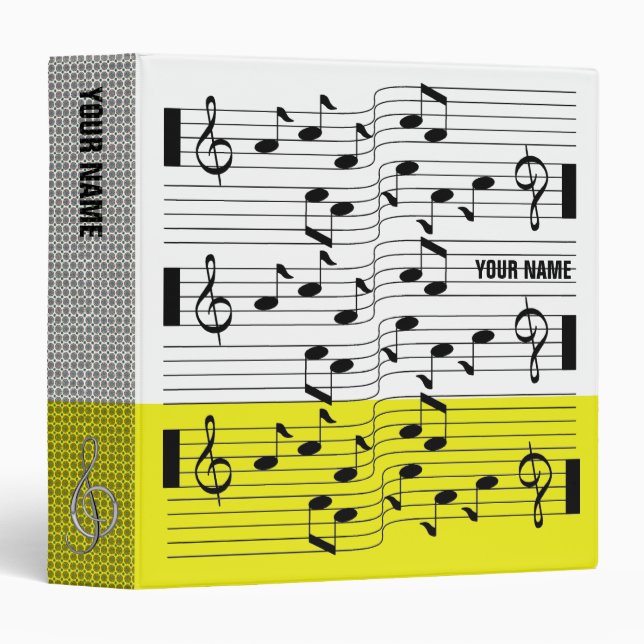 La musique marque le jaune de classeur de feuille (Devant/Côté)