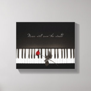 La musique sauvera le monde - toile rose de piano
