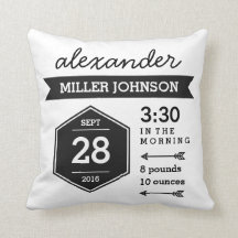 La naissance détaille le coussin blanc noir - art