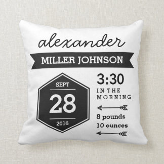 La naissance détaille le coussin blanc noir - art