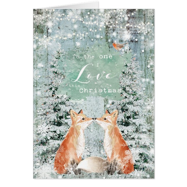 La neige d'hiver de Noël macule une carte d'amour (Devant)