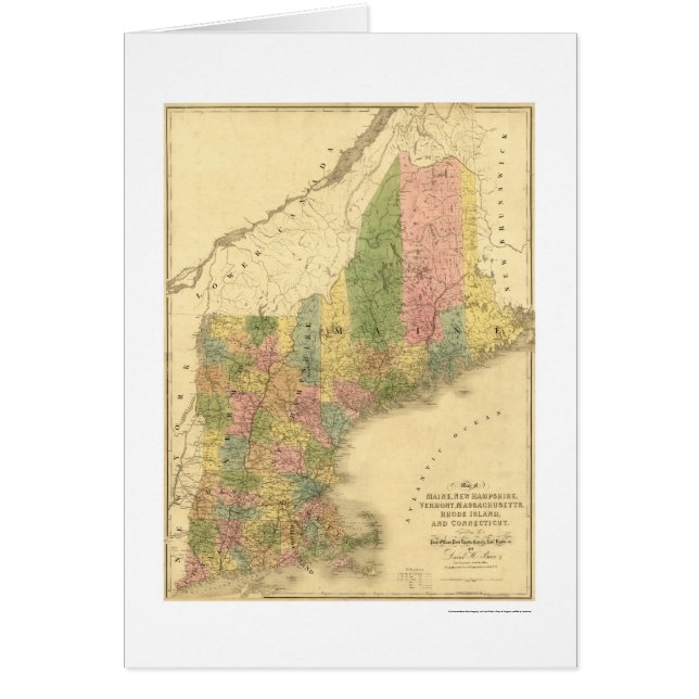 La Nouvelle Angleterre énonce la carte 1839 (Devant)